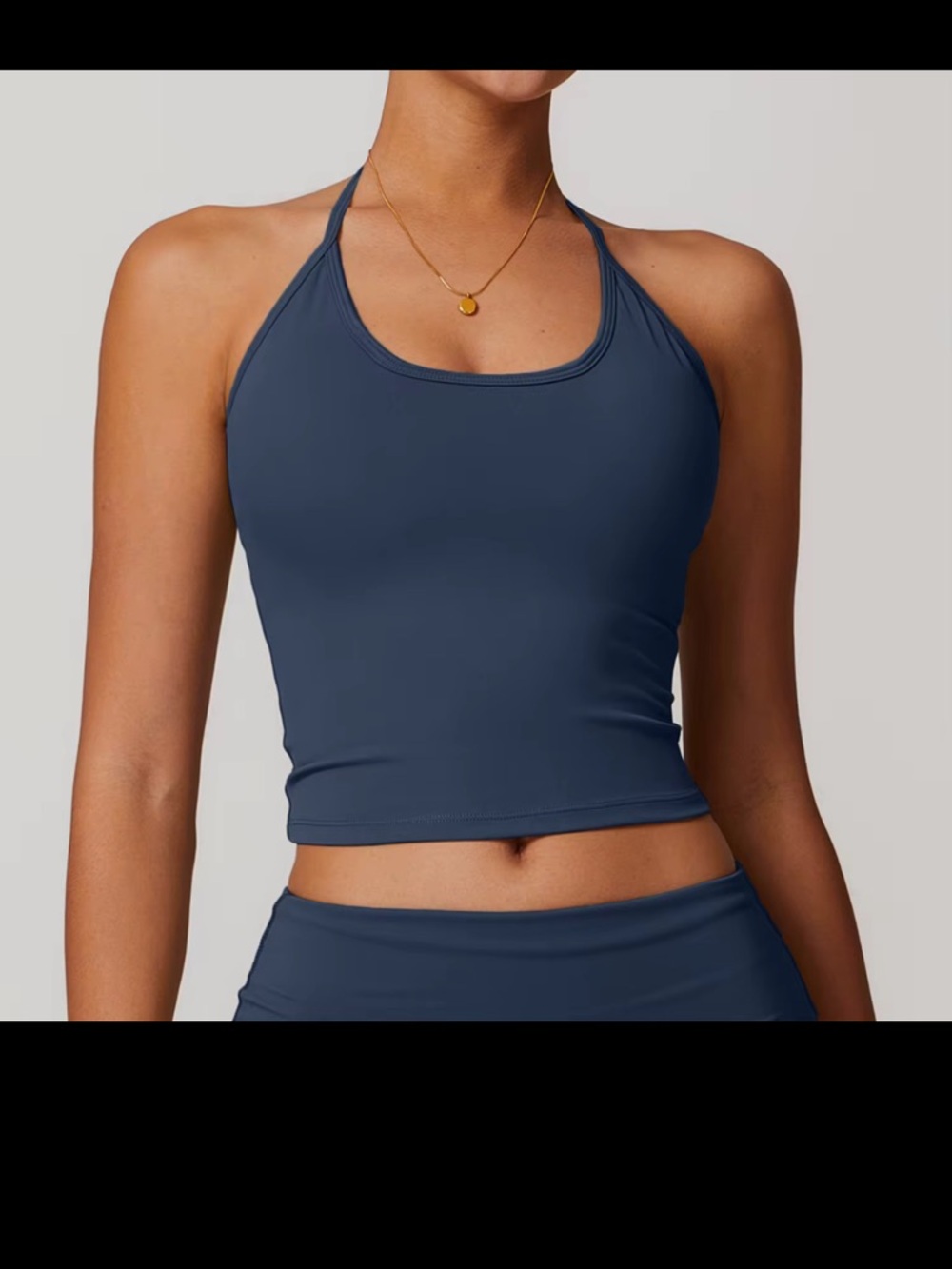 Sleek Navy Halter Crop Tank Top